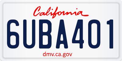 CA license plate 6UBA401