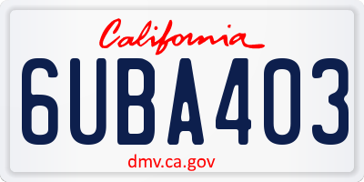 CA license plate 6UBA403