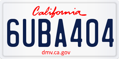 CA license plate 6UBA404