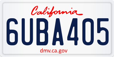 CA license plate 6UBA405