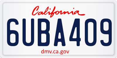 CA license plate 6UBA409