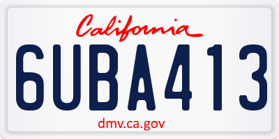 CA license plate 6UBA413