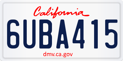CA license plate 6UBA415