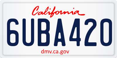 CA license plate 6UBA420