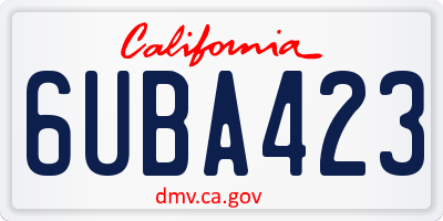 CA license plate 6UBA423
