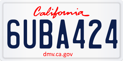 CA license plate 6UBA424