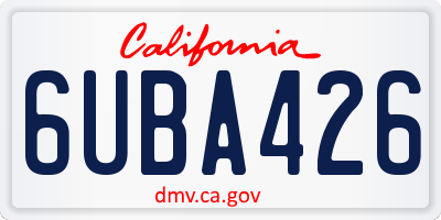 CA license plate 6UBA426