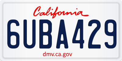 CA license plate 6UBA429