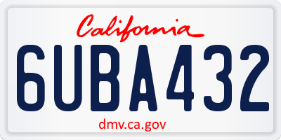 CA license plate 6UBA432