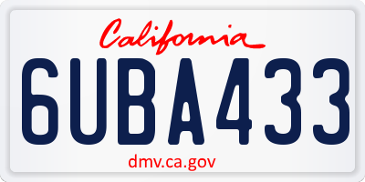 CA license plate 6UBA433
