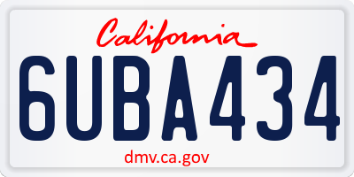 CA license plate 6UBA434