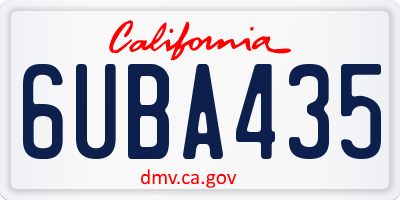 CA license plate 6UBA435