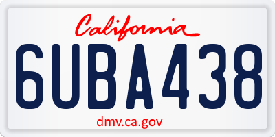 CA license plate 6UBA438
