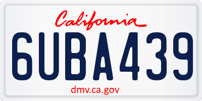 CA license plate 6UBA439