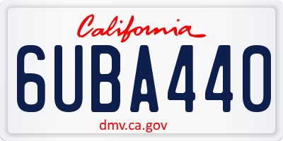 CA license plate 6UBA440