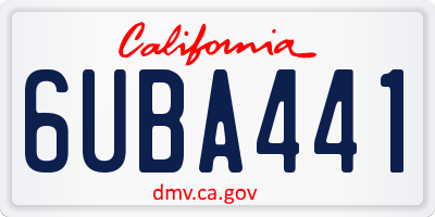 CA license plate 6UBA441
