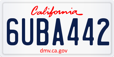 CA license plate 6UBA442