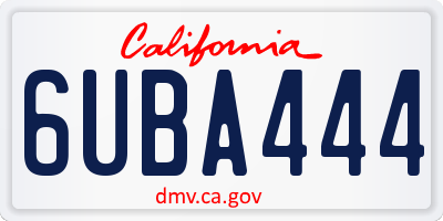 CA license plate 6UBA444