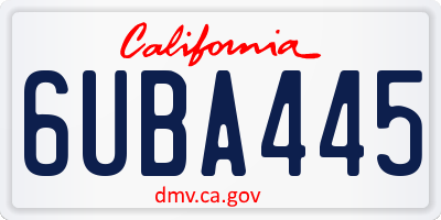 CA license plate 6UBA445