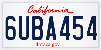 CA license plate 6UBA454
