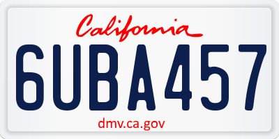 CA license plate 6UBA457