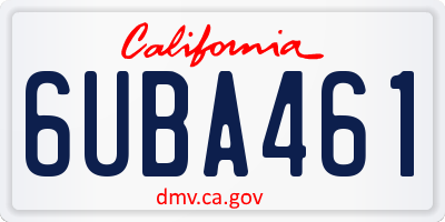 CA license plate 6UBA461