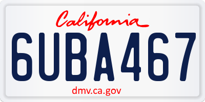 CA license plate 6UBA467