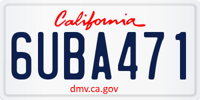 CA license plate 6UBA471