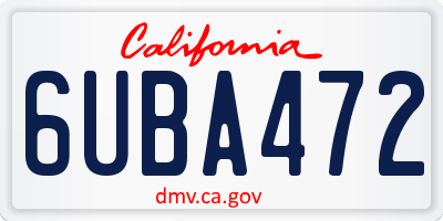 CA license plate 6UBA472