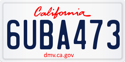CA license plate 6UBA473