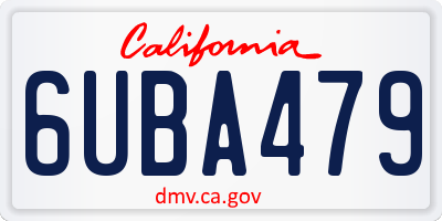 CA license plate 6UBA479