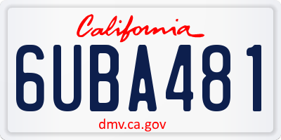 CA license plate 6UBA481