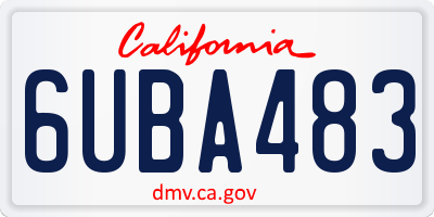 CA license plate 6UBA483
