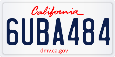 CA license plate 6UBA484
