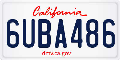 CA license plate 6UBA486