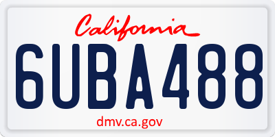 CA license plate 6UBA488