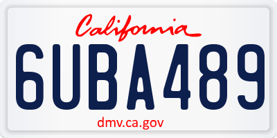 CA license plate 6UBA489