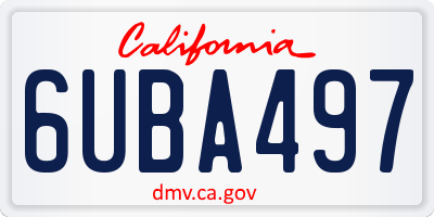 CA license plate 6UBA497