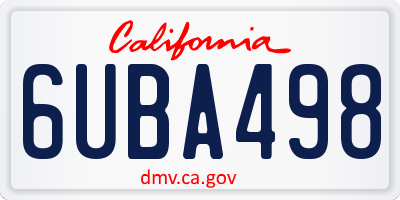 CA license plate 6UBA498