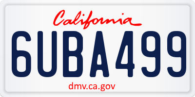 CA license plate 6UBA499