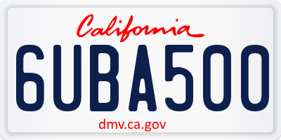 CA license plate 6UBA500
