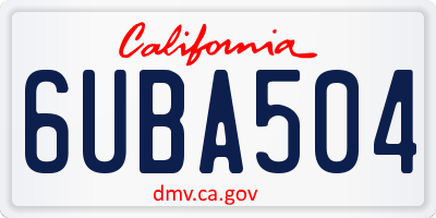 CA license plate 6UBA504