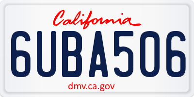 CA license plate 6UBA506