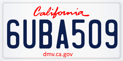 CA license plate 6UBA509