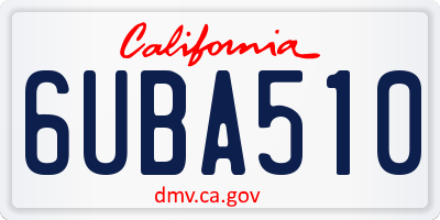 CA license plate 6UBA510