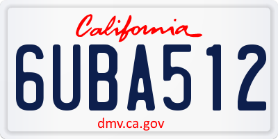 CA license plate 6UBA512