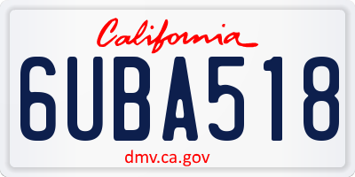 CA license plate 6UBA518