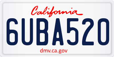 CA license plate 6UBA520