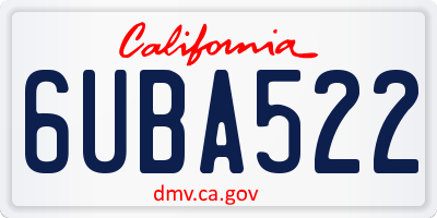 CA license plate 6UBA522