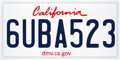 CA license plate 6UBA523